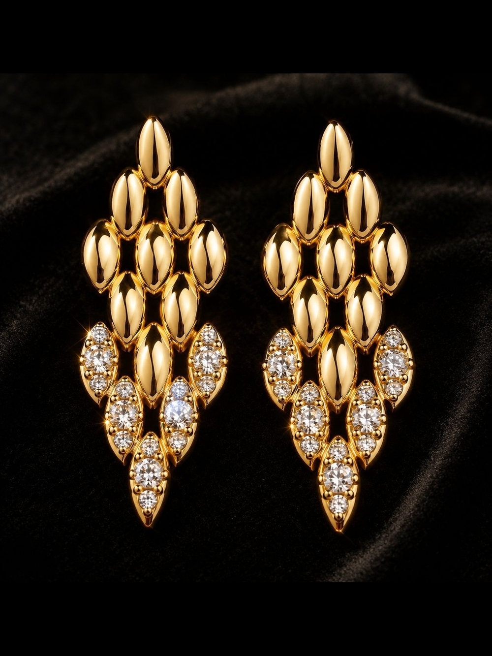 Chunky Elegant Gold Crystal Drop Earrings — image 7 of 8